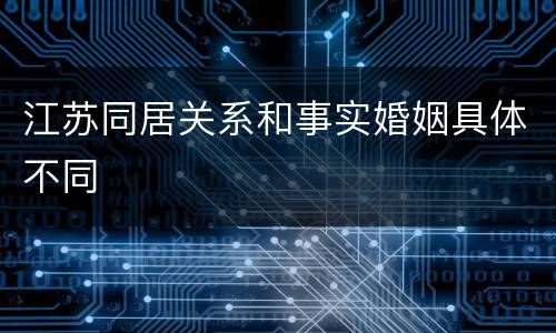 江苏同居关系和事实婚姻具体不同
