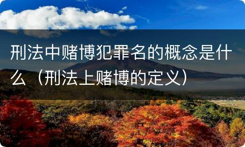 刑法中赌博犯罪名的概念是什么（刑法上赌博的定义）