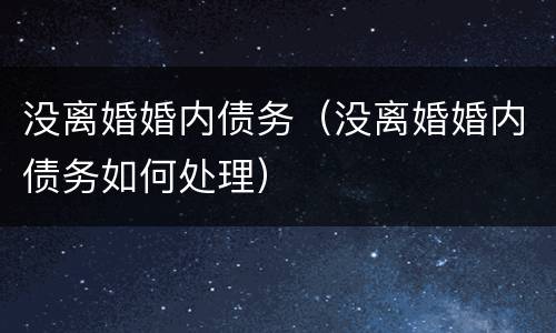 没离婚婚内债务（没离婚婚内债务如何处理）