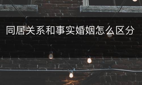 同居关系和事实婚姻怎么区分