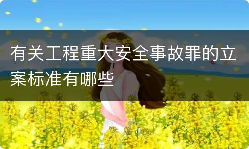 有关工程重大安全事故罪的立案标准有哪些