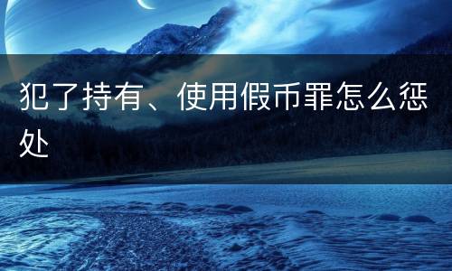 犯了持有、使用假币罪怎么惩处