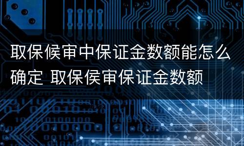 取保候审中保证金数额能怎么确定 取保侯审保证金数额