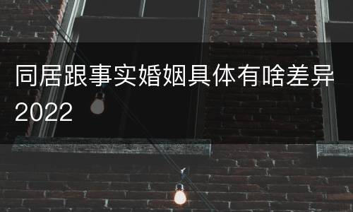 同居跟事实婚姻具体有啥差异2022