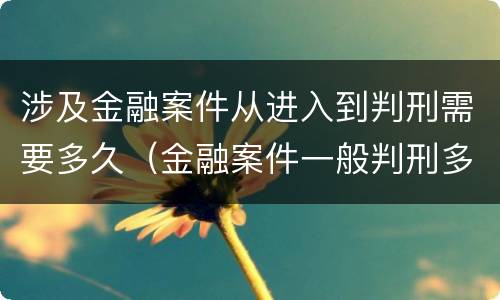 涉及金融案件从进入到判刑需要多久（金融案件一般判刑多久）