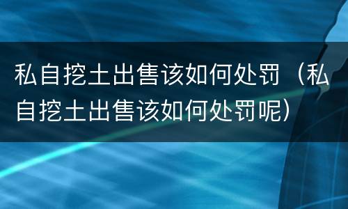 私自挖土出售该如何处罚（私自挖土出售该如何处罚呢）