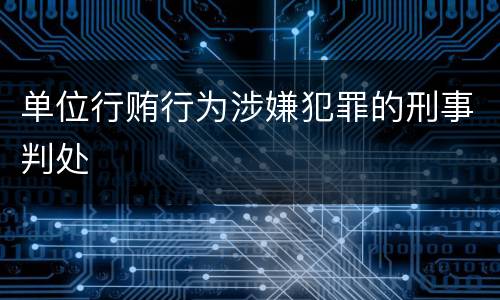 单位行贿行为涉嫌犯罪的刑事判处