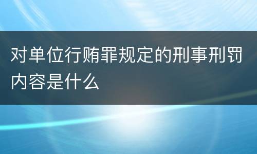 对单位行贿罪规定的刑事刑罚内容是什么