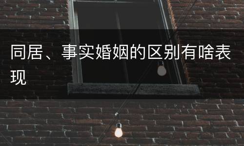 同居、事实婚姻的区别有啥表现