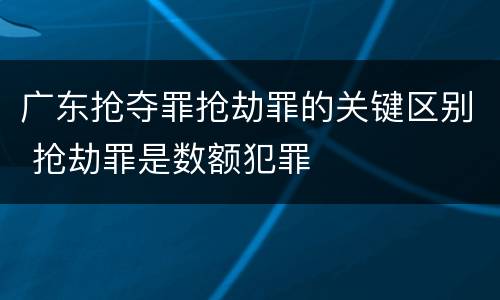 广东抢夺罪抢劫罪的关键区别 抢劫罪是数额犯罪