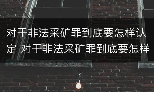 对于非法采矿罪到底要怎样认定 对于非法采矿罪到底要怎样认定呢