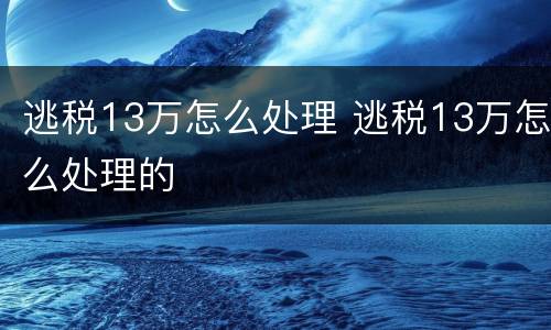 逃税13万怎么处理 逃税13万怎么处理的