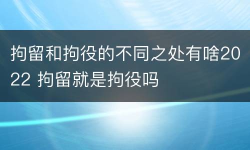 拘留和拘役的不同之处有啥2022 拘留就是拘役吗