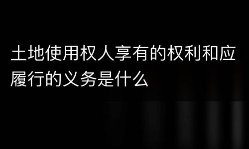 土地使用权人享有的权利和应履行的义务是什么