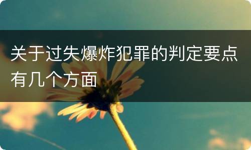 关于过失爆炸犯罪的判定要点有几个方面