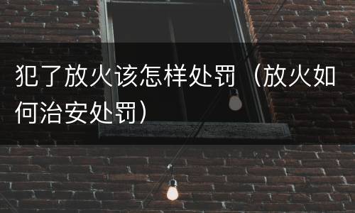 犯了放火该怎样处罚（放火如何治安处罚）