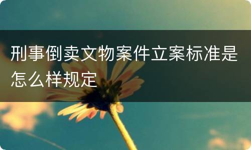 刑事倒卖文物案件立案标准是怎么样规定