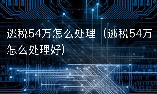 逃税54万怎么处理（逃税54万怎么处理好）