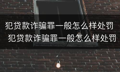 犯贷款诈骗罪一般怎么样处罚 犯贷款诈骗罪一般怎么样处罚呢