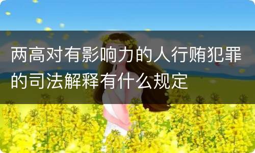 两高对有影响力的人行贿犯罪的司法解释有什么规定
