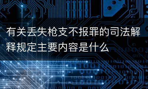 有关丢失枪支不报罪的司法解释规定主要内容是什么