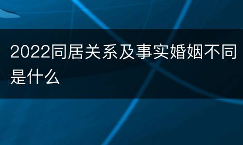 2022同居关系及事实婚姻不同是什么