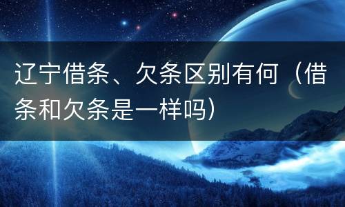 辽宁借条、欠条区别有何（借条和欠条是一样吗）