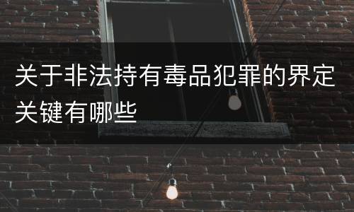 关于非法持有毒品犯罪的界定关键有哪些