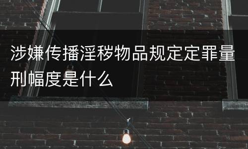 涉嫌传播淫秽物品规定定罪量刑幅度是什么