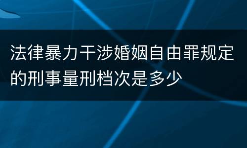 法律暴力干涉婚姻自由罪规定的刑事量刑档次是多少