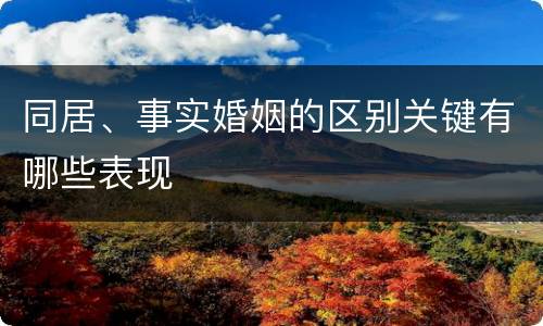 同居、事实婚姻的区别关键有哪些表现