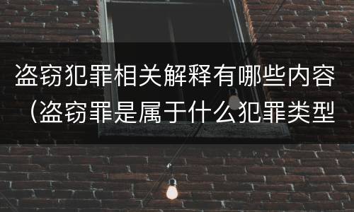 盗窃犯罪相关解释有哪些内容（盗窃罪是属于什么犯罪类型）
