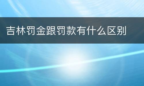 吉林罚金跟罚款有什么区别