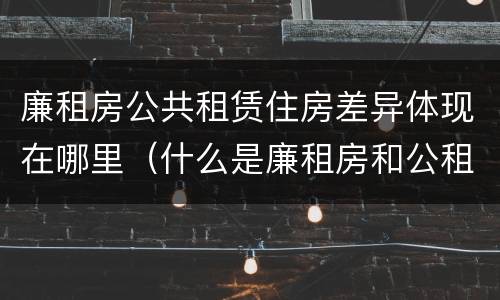 廉租房公共租赁住房差异体现在哪里（什么是廉租房和公租房两个有什么特点）