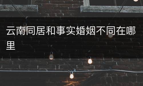 云南同居和事实婚姻不同在哪里