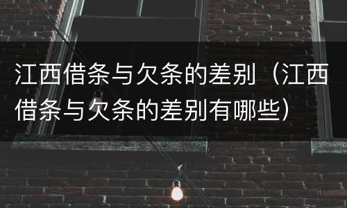 江西借条与欠条的差别（江西借条与欠条的差别有哪些）