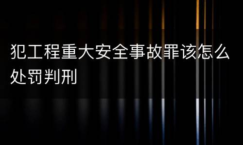 犯工程重大安全事故罪该怎么处罚判刑