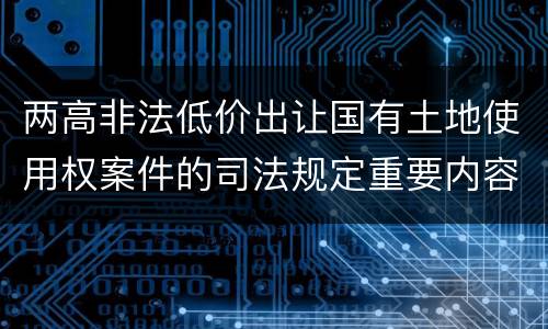 两高非法低价出让国有土地使用权案件的司法规定重要内容都有哪些
