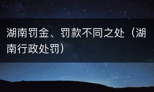 湖南罚金、罚款不同之处（湖南行政处罚）