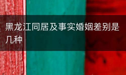 黑龙江同居及事实婚姻差别是几种
