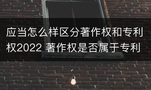 应当怎么样区分著作权和专利权2022 著作权是否属于专利