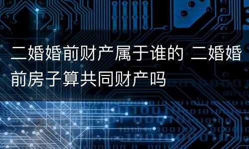 二婚婚前财产属于谁的 二婚婚前房子算共同财产吗