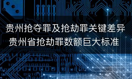 贵州抢夺罪及抢劫罪关键差异 贵州省抢劫罪数额巨大标准