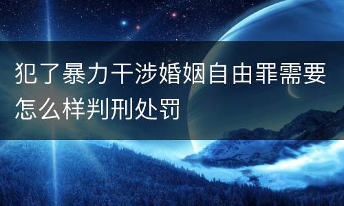 犯了暴力干涉婚姻自由罪需要怎么样判刑处罚