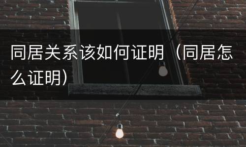 同居关系该如何证明（同居怎么证明）