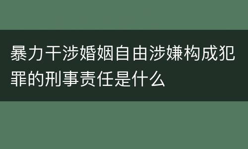 暴力干涉婚姻自由涉嫌构成犯罪的刑事责任是什么