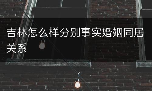 吉林怎么样分别事实婚姻同居关系