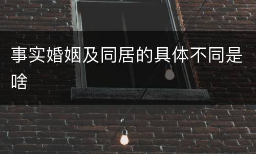 事实婚姻及同居的具体不同是啥