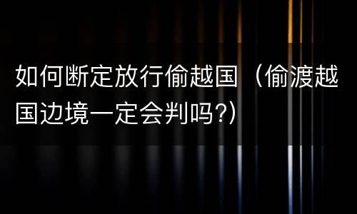 如何断定放行偷越国（偷渡越国边境一定会判吗?）