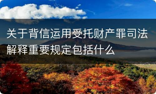 关于背信运用受托财产罪司法解释重要规定包括什么